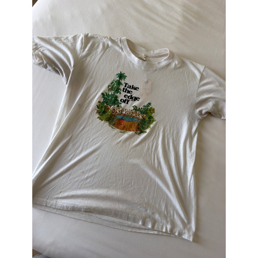 Vintage 70s Boulder Hot Springs Colorado T-Shirt Take The Edge Off Graphic Tee L